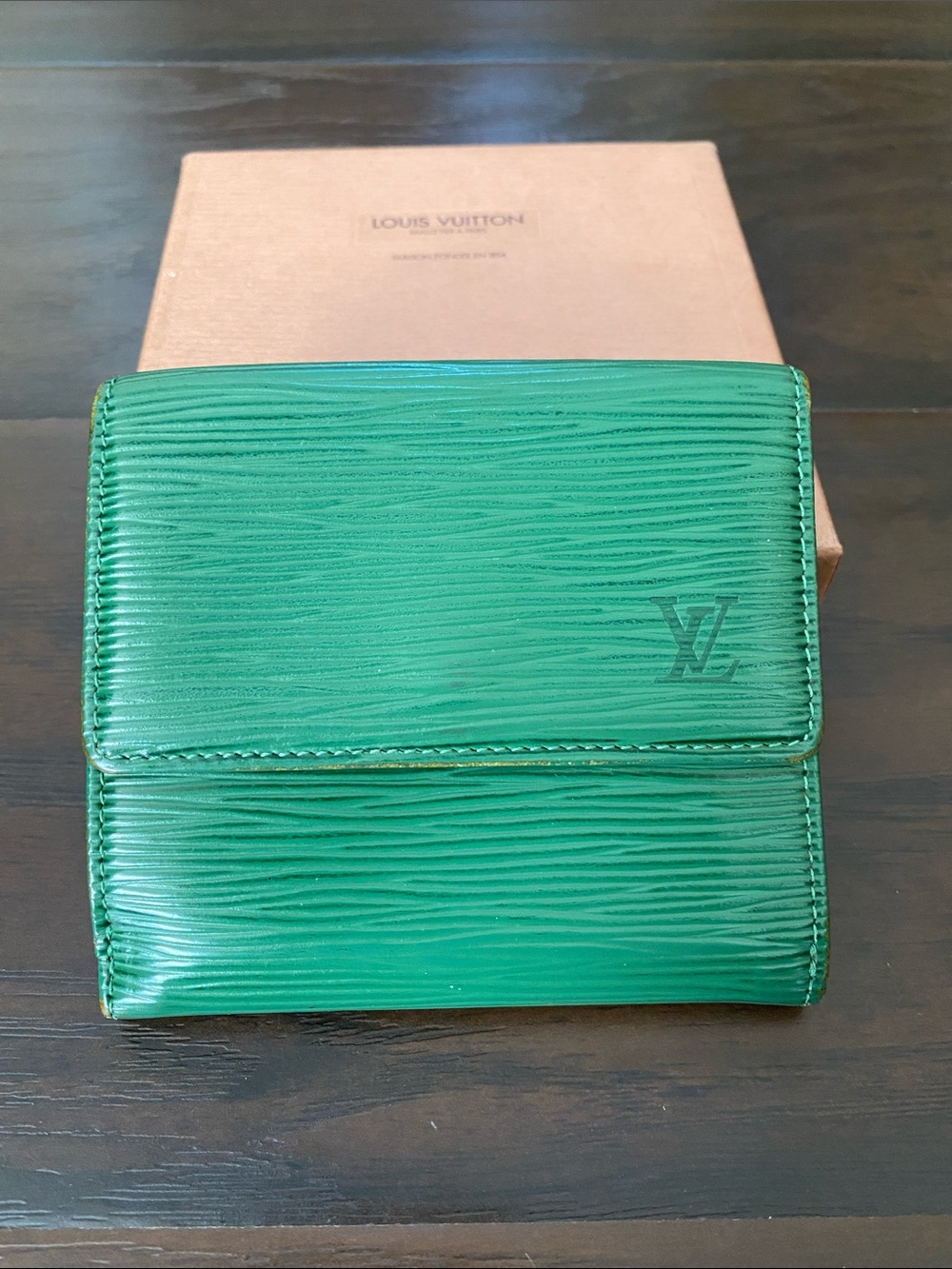 Louis Vuitton Green Epi Leather Compact Flap Wallet